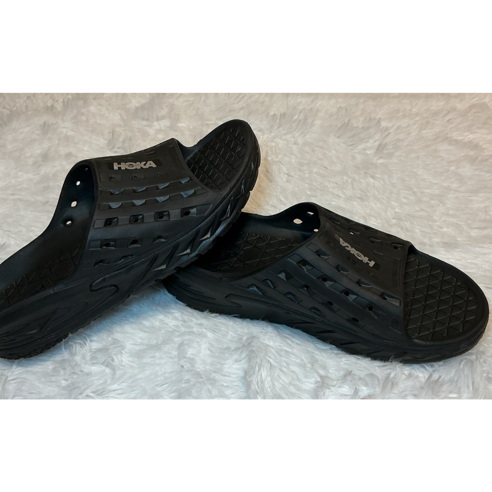 Hoka Mens Size 12 One One ora recovery sandals slides black - Picture 6 of 6